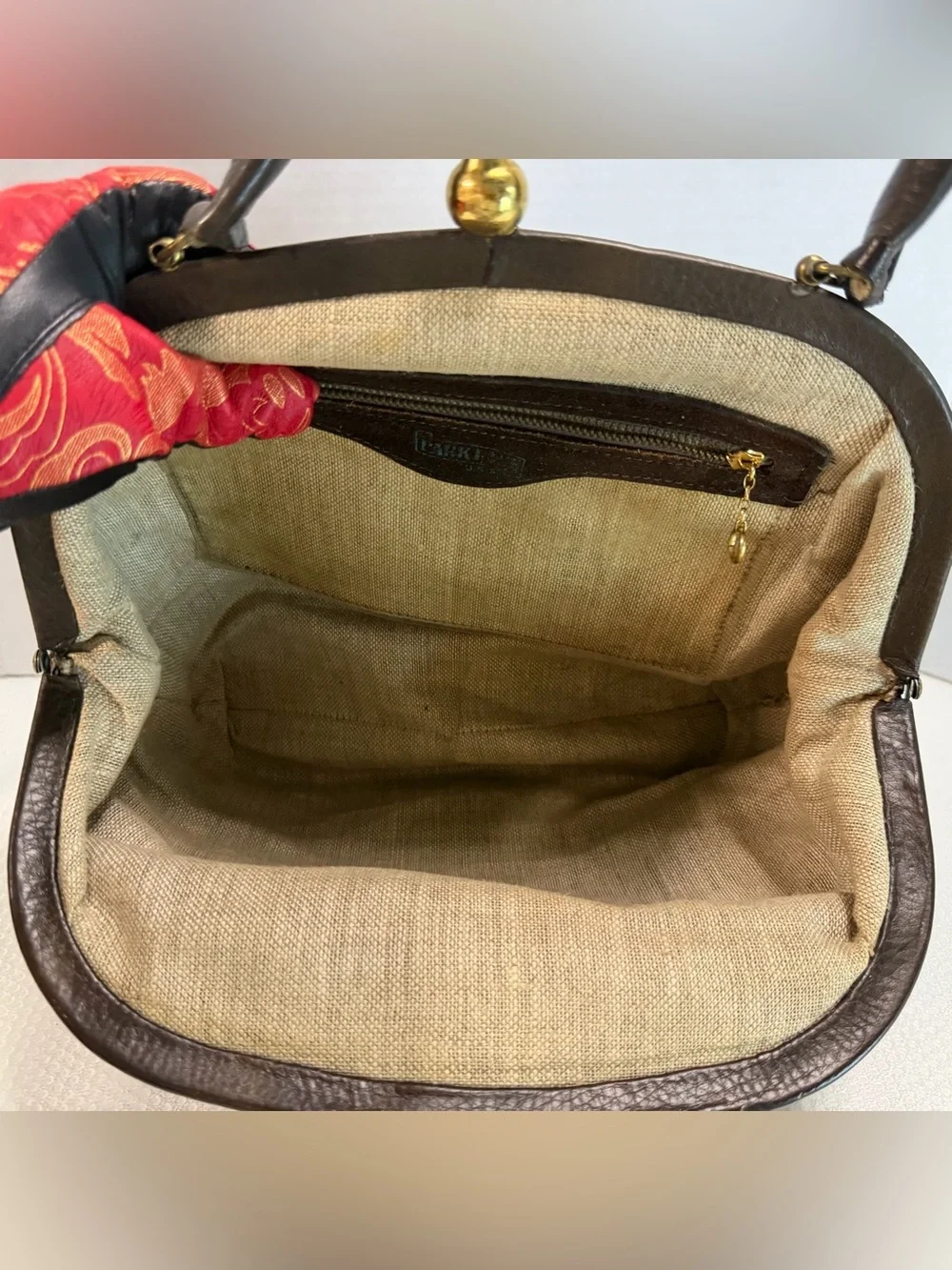 60s Dark Brown Suede Top-Handle Satchel